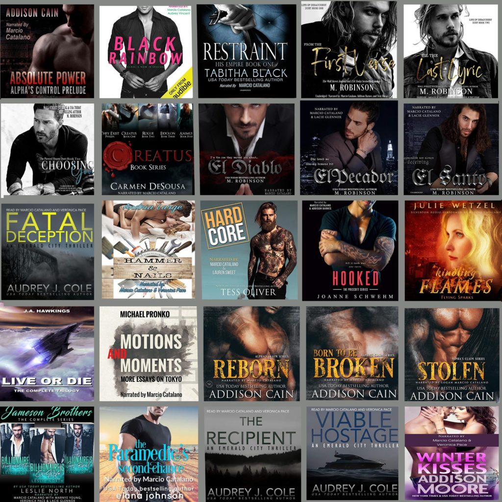 Audible audiobook covers narrated by Marcio Catalano